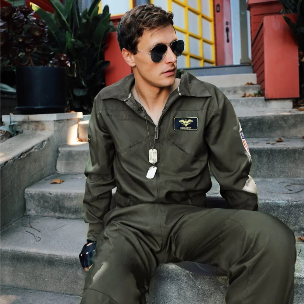 Tipsy Elves Men's Olive Green Flight Jumpsuit